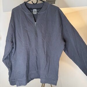 Men's VRST Quarter Zip Gray Bomber Jacket Sweater